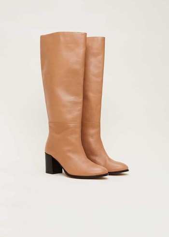 Phase Eight Leather Knee High Boots Brown Australia | LK2097514